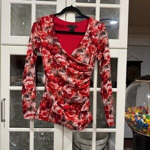 INC International Concepts Red Floral Top
